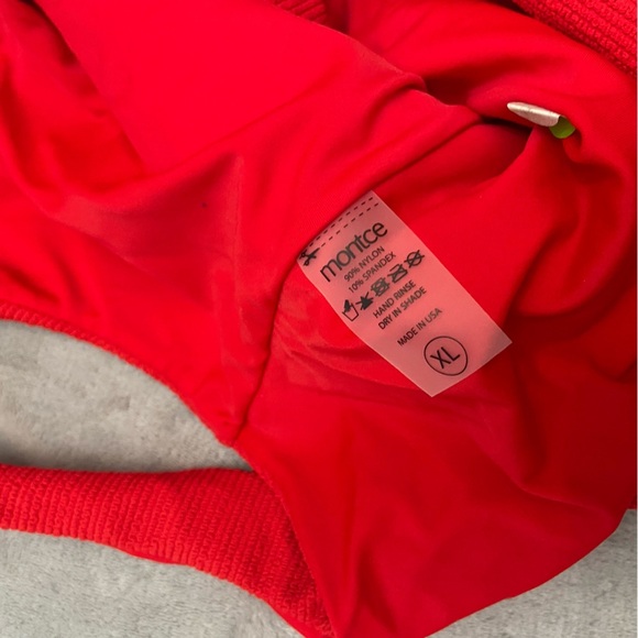 New! Montce Kim NO BELT micro scrunch one piece swimsuit red 10941 - Picture 7 of 10